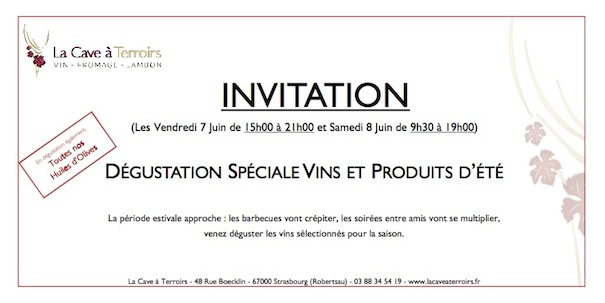 Invitation Dégustation Vins et Produits d'été 2013