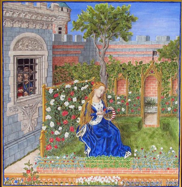 Suzanne épiée par les vieillards, miniature anonyme début du XVIe siècle, Paris, BNF copie