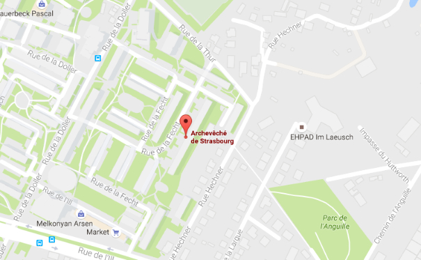 Selon Google Maps, l’archevêché de Strasbourg est à la Robertsau